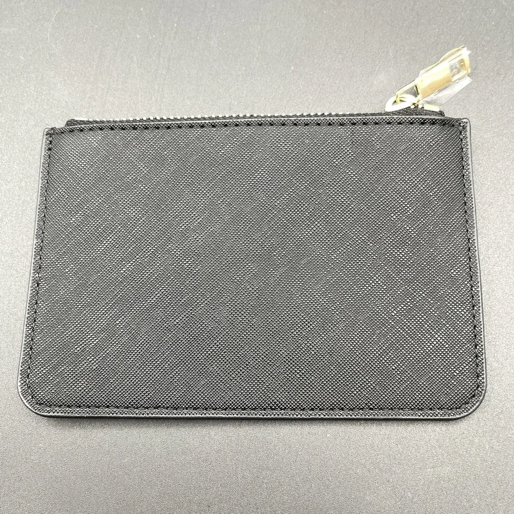 111SKIN Black Cosmetic Pouch Zip Travel‎ Makeup Bag Textured Faux Leather